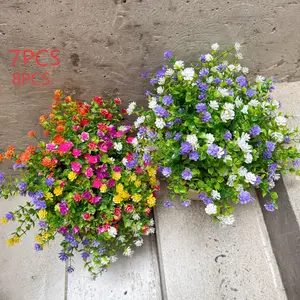 7/8 Bundles Multicolor/elegant Eucalyptus Camellia Artificial Potted Tree, UV Protection, Ideal for Indoor Outdoor Decor