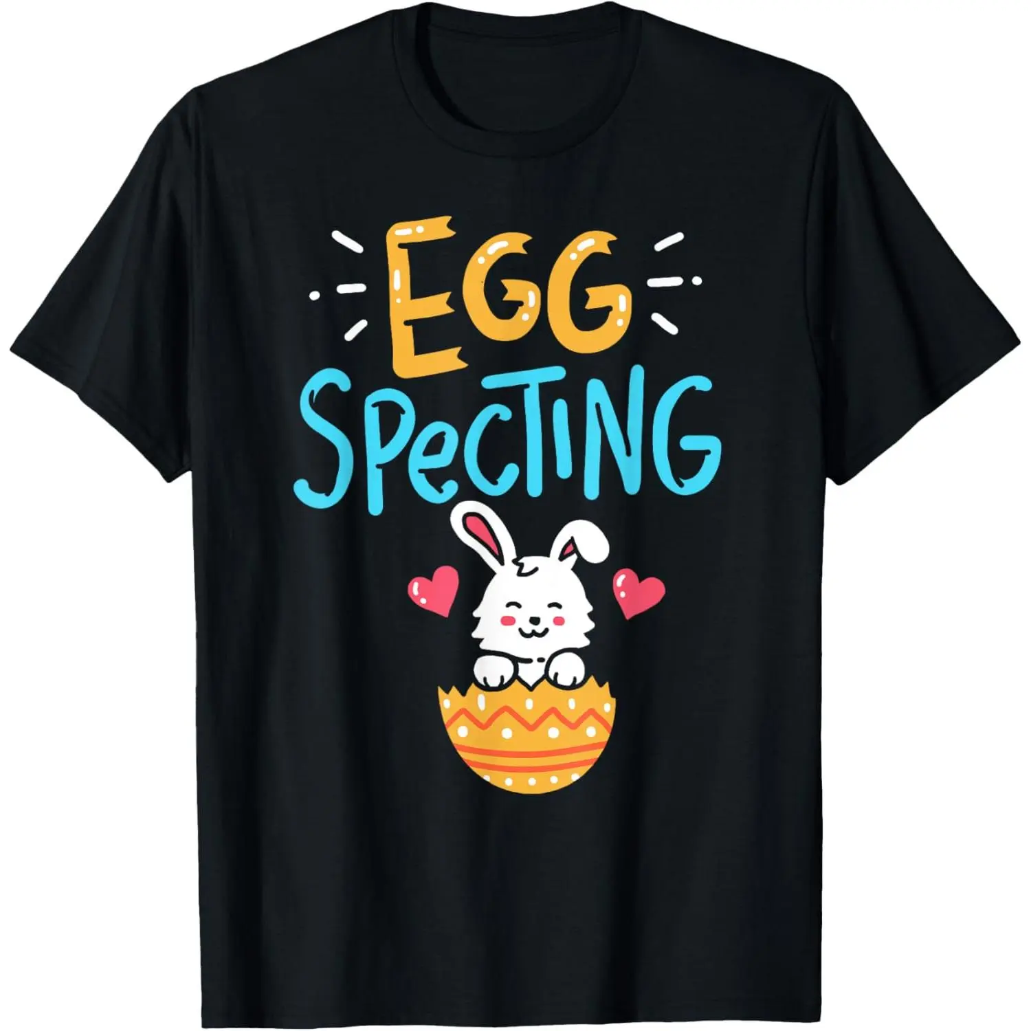 Men's Pure Cotton Easter Pregnancy Announcement Graphic T-Shirt - Egg Specting, Round Neck, Short Sleeve, Casual, Natural Fabric, Fitness-Friendly Menswear Top Gift