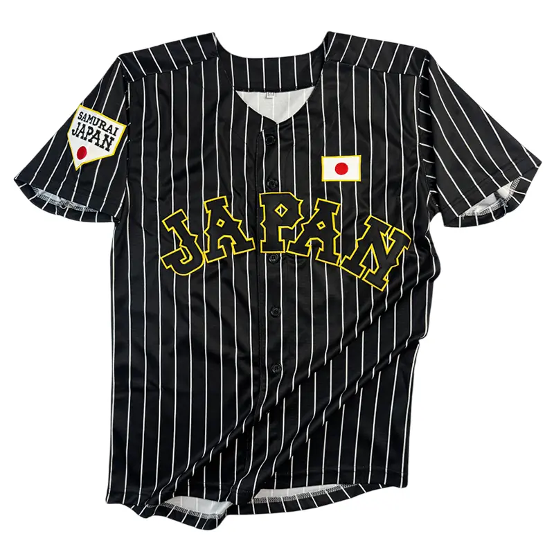 xinkailin Men's Retro Pinstriped Baseball Jersey, Embroidered #16 Ohtani Japan Short-Sleeve Button-Down Sports Top in Big & Tall Sizes, Short Sleeve Tops, Male, Logos