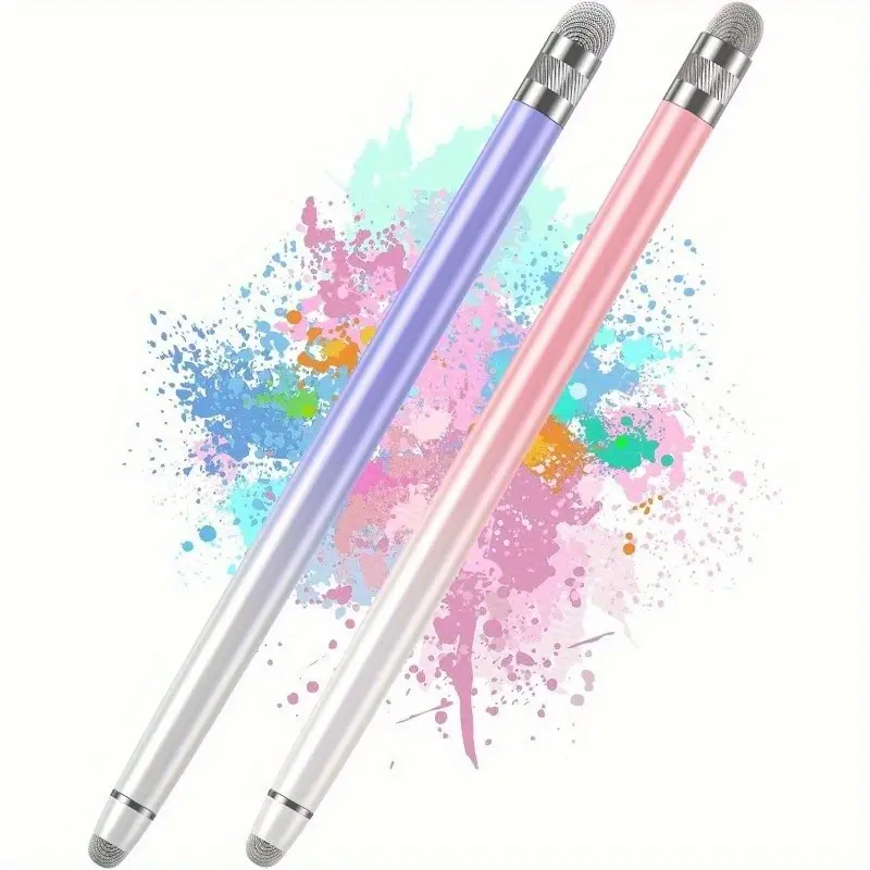 2Pcs Stylus Pens for Touch Screens, Tablet Styluses, Stylus Pen Touchscreen Pen for Phone/Pad/Tablet/Computer Surface, Compatible with All Touch Screens(White Pink/White Purple)