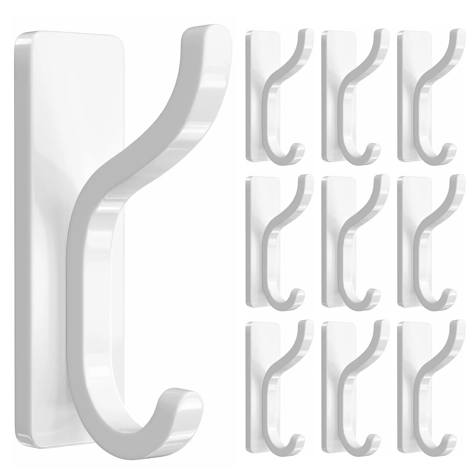 Adhesive Wall Coat Hooks - Heavy Duty Stick-On Door Hanger, Metal Hook for Hanging Towel,Purse, Robe, Backpack, Jacket, Clothes - for Bathroom,Dorm, Closet, Kitchen
