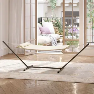 Double Hammock with Stand Included, 450lb Capacity Heavy Duty 2 Person Hammock, Space Saving Steel Stand & Portable Bag for Outdoor Garden Patio Backyard