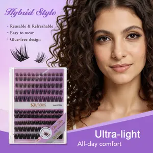 Self Adhesive Lash Clusters, 120 PCS No Glue Press On Lashes 12-14mm, Black Volume Individual False Eyelashes with Invisible Band and Applicator for Makeup