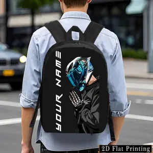 YOUR NAME Motorcycle Rider Print Backpack - Lightweight Large Capacity Unisex School Bag with Adjustable Straps, Foldable Design & Side Pockets - Black Casual Backpack for College, Travel, Daily Use, Motorcycle Backpack, Secure Zipper Closure, Hand Washab