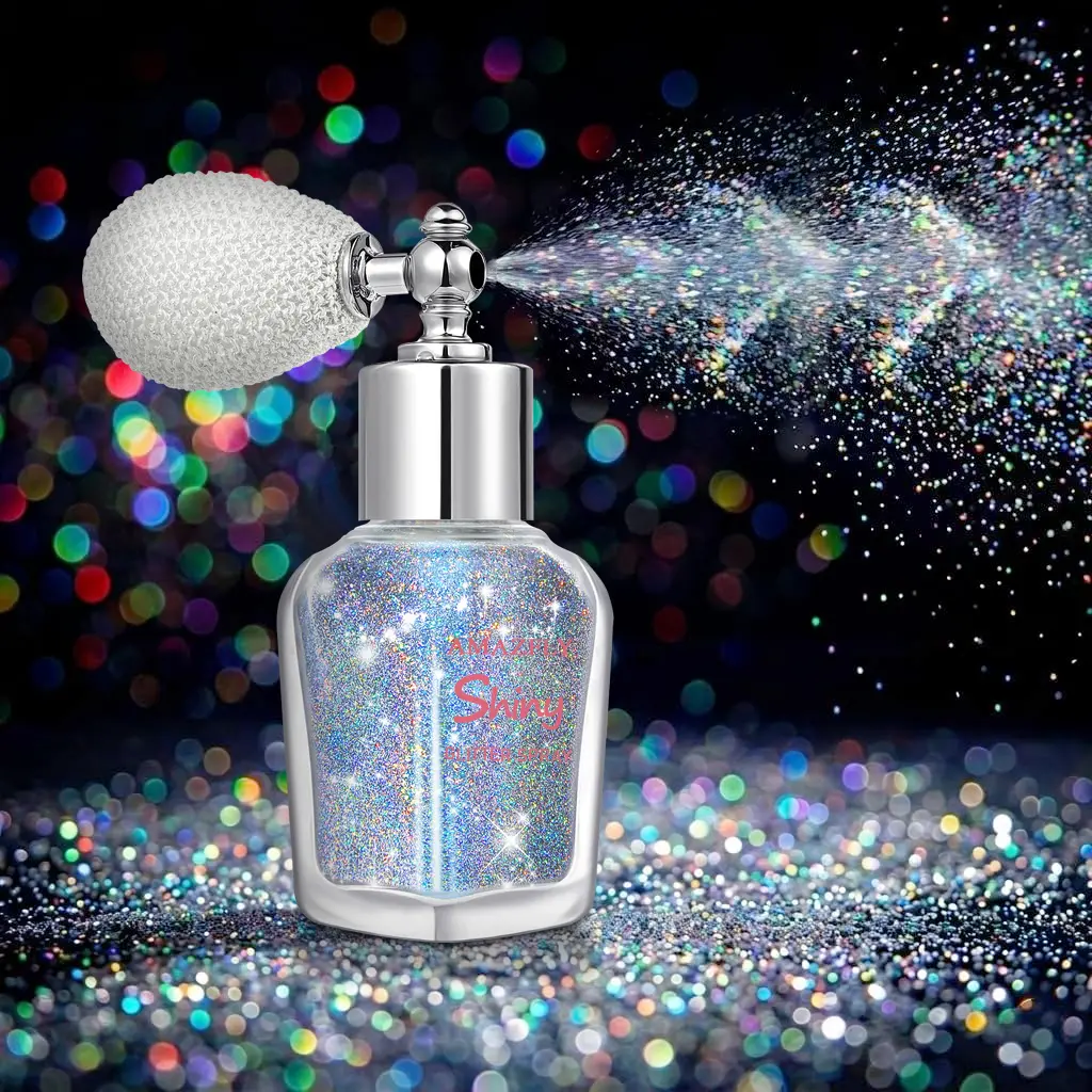 1pc Sparkling Pink Body Glitter Spray & Loose Shimmer Powder Set - Fine Sparkle Highlighter Makeup Bottle for Halloween Crafts, Bedazzled Festival Concert Party Rave Hair Face Clothes, Bedazzled Makeup, Fragrance Free, Body Arts, All Skin Types