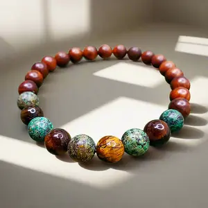 African Turquoise - Tigers Eye - Dark Brown Coconut Wood