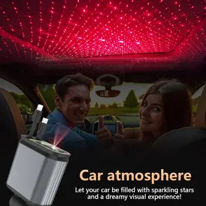 【Fast Charging】Starlight 4-in-1 Retractable Car Charger, Red Starlight Roof, 4 Charging Ports, Compatible with iPhone/iPad/AirPods/Laptop