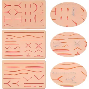 Threlaco 3 Pcs Suture Practice Pad Kit 3 Layer Suture Pad with Wounds Hard to Rip Tear or Break for Medical and Vet Students Veterinarian Nurses Training and Practice(Classic Style)