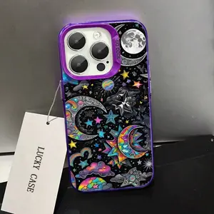 Compatible with iPhone 13 1pc Romantic Colorful Starry Sky Compatible For Phone 16/15/14/13/12/11/8/ 7ProMax/Pro/Plus/Xs Max/XS/X,For Compatible With Colored Simple  Fall Prevention Anti-Shock, Anti-Slip, Anti Drop, Camera Lens Protection