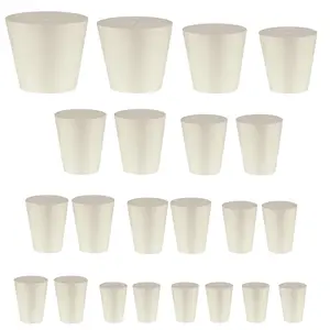 Rubber Stopper - 22 Pcs 11 Assorted Sizes 000# - 8# Tapered Lab Seal Rubber Stoppers,White
