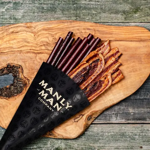 The Meat Bouquet - Bacon and Beef Jerky Bouquet with Prepared Gourmet Meat Snack - Traditional Gift Giving for Men