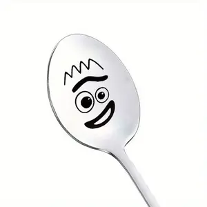 Personalized Stainless Steel Spoon, Funny and Cute Carved Spoon, Coffee Tea Dessert Candy Spoon, Gift for Friends, Birthday Christmas Party Supplies, Dinnerware Utensils