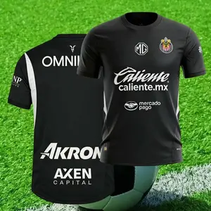 Chivas Guadalajara 2024/2025 Soccer Jersey, Home Away Black Short Sleeve Shirt, Liga MX Fan Edition Goalkeeper Football Top