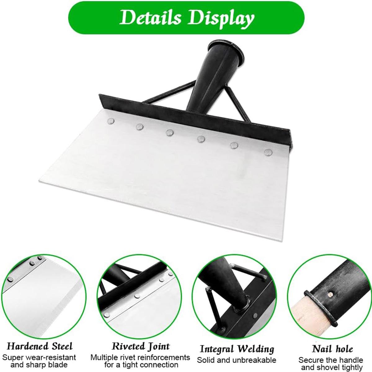 Multifunctional Heavy-Duty Garden Flat Shovel, Stainless Steel Snow Ice Scraper, Long Handle Floor Weeding Scraper for Lawn Edging, Snow Removal & Garden Cleaning Multifunctional Heavy-Duty Garden Flat Shovel, Stainless Steel Snow Ice Scraper, Long Handle Floor Weeding Scraper for Lawn Edging, Snow Removal & Garden Cleaning