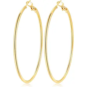 Gold Hoop Earrings for Women Hypoallergenic Stainless Steel Large Thin Gold Hoop Earrings Lightweight Big Hoops  30/40/50/60MM