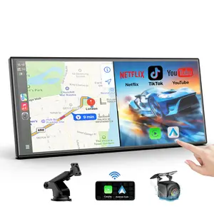 2026 Newest 10.25-in CarPlay Touchscreen -Wirelesss CarPlay Screen Supports Youtube/Netflix/TikTok Apps,Watch Movies/Videos/TV shows in your Car,with 1080P Backup Camera, Suitable for Vehicle Upgrades, Navigation, In-Car Entertainmen