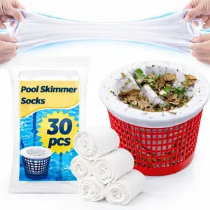30 Pack Pool Skimmer Socks - Pool Socks for Skimmer Basket, Traps Dog Hair, Sand, Pollen & Leaves, Protects Filter & Pump System, Universal Fit for Ground & Inground Pools, Pool Accessories