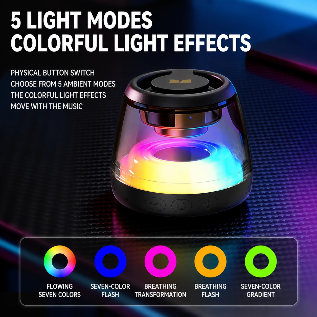 Monster Portable Mini Wireless Bluetooth Speaker, RGB Light Show, TWS Stereo Sound, 2 Speakers Pairing, 360° Surround Sound, Magnetic Suction, TF Card Support, Bluetooth 6.0, Ultra-Long Battery Life, for Home, Outdoor, Party - SummerWins - DealsForYouDays detail 5