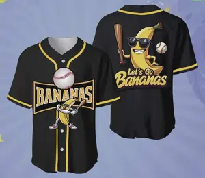 Collection Savannah Bananas Baseball Jersey Team AOP 3D Black