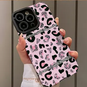 Leopard Print Elegant Rhinestone Design Protective Shockproof Ultra-Thin Case Cover for iPhone 17/16/15/14/13/12/11/plus/pro Max, Dust-Proof, Beautiful Gift, Accessories, Protector, Casing