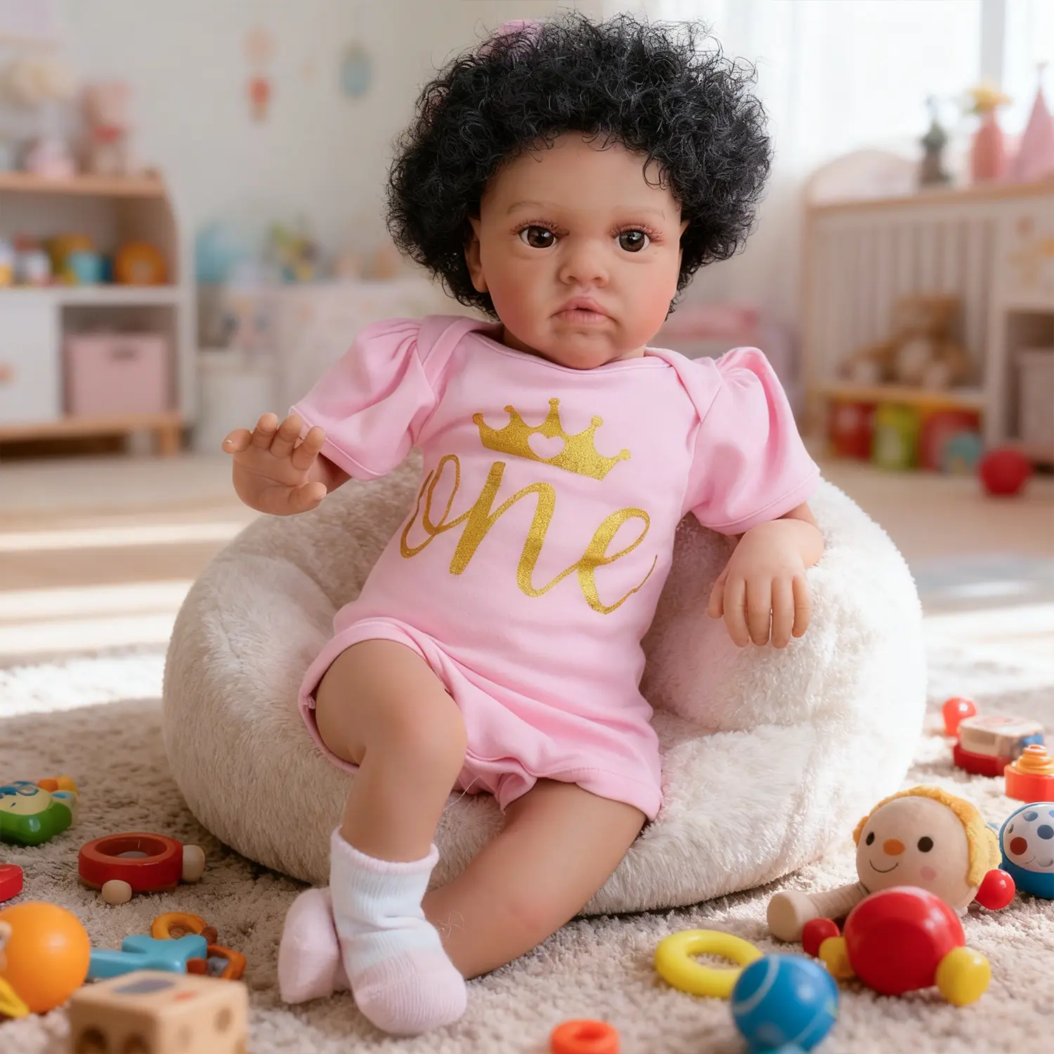 Lifelike Reborn Baby Doll Black Girl Cloth Body 20 inch Realistic Newborn Baby Dolls African American Reborn Doll Toy with Clothes