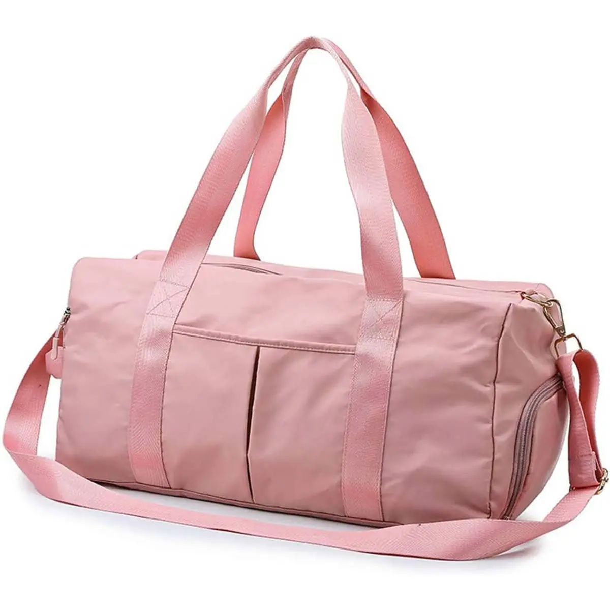 Weekender Bags for Women with Wet Pocket, 37L Waterproof Travel Duffel Bags with 7" Wide Trolley Sleeve, Carry On Bag for Travel, Gym Bag, Hospital Bag for Labor and Delivery, Coral Pink