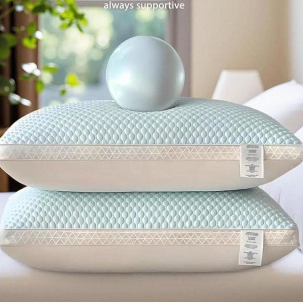 2 Pack Ergonomic Cervical Support Pillows For Bedroom Use, Soft Breathable Long-Lasting Shape Sleep Pillows, Comfortable For Side, Back And Belly Sleepers At Home