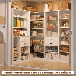 DIY 3-Piece Freestanding Corner Closet System – Reversible L-Shaped Wardrobe with Shelves, Hanging Rods, and Drawers – Customizable Storage