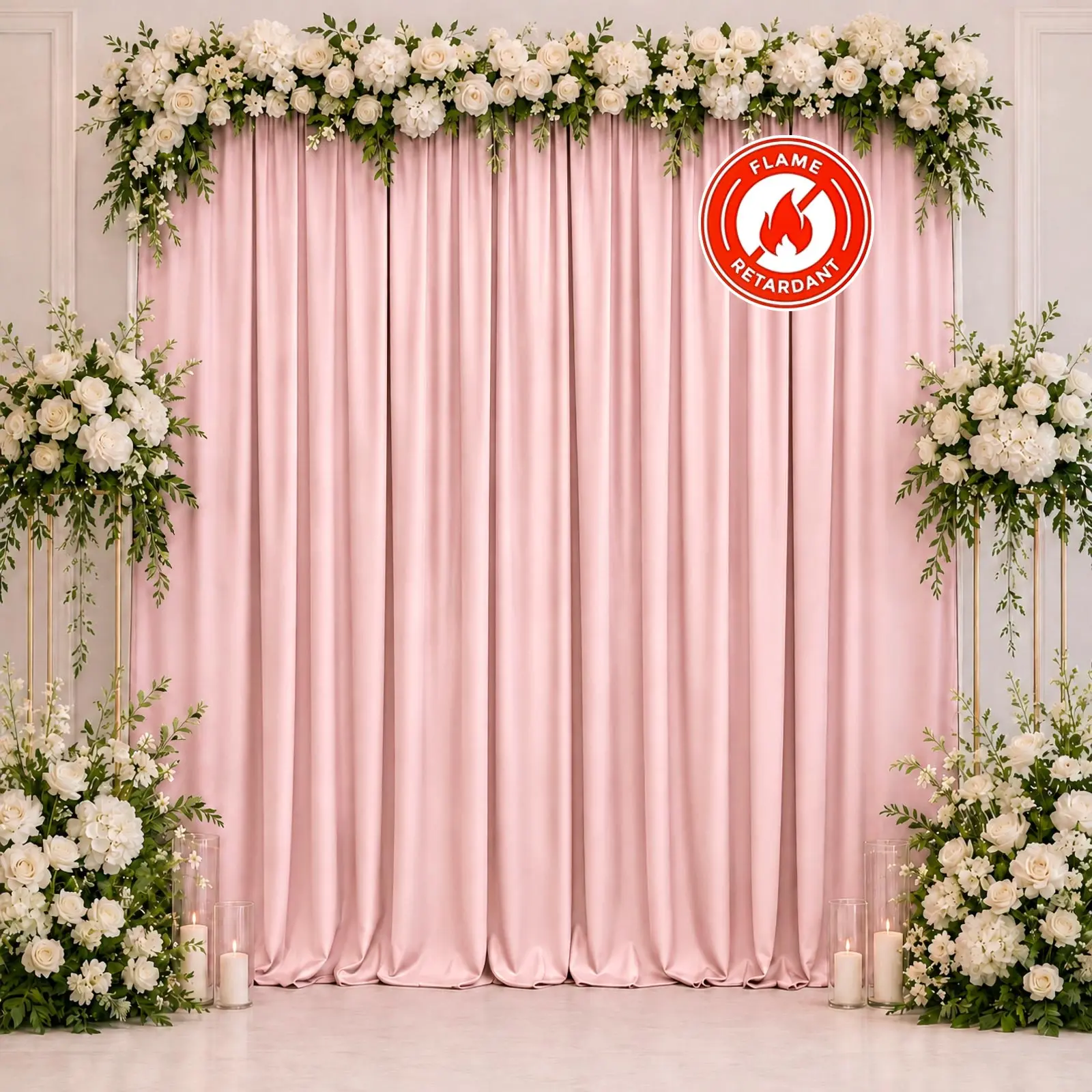 Blush Pink Scuba Polyester Event Backdrop Curtain, 10ftx10ft Durable Fire-Resistant Wrinkle-Free Photography Drape Panel with Rod Pocket for Ceremony, Party - Machine Washable