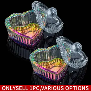 1PC Nails Tips Art Dish with Lid Acrylic Liquid Powder  Monomer Dish Glass Crystal Cup Glassware Manicure Tools for Professional Use and Home Use Brush wash cup