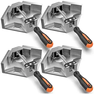 Right Angle Clamp,  [4 PACK] Single Handle 90° Aluminum Alloy Corner Clamp, Clamps for Woodworking Adjustable Swing Jaw, Woodworking Tools Photo Frame Vise Holder, Gifts for Men Dad