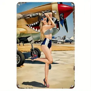 Vintage Aviation Inspired Aluminum Wall Art Retro Pilot Themed Metal Plaque For Home Bar Cafe Or Garage Decor 8x12 Inches Rectangular Airplane Sign