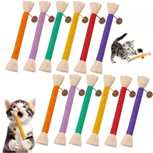 12Pcs Cat Chew Toy Rope, Durable Fabric Dental Chew Stick for Teeth Cleaning, Indoor Pet Chewing Toy 5.9" - Home Improvement.