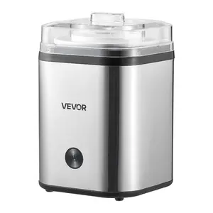 VEVOR Ice Cream Maker, 2.11 Qt. Large Capacity, Electric Automatic Ice-Cream Machine, with Easy Operation Cleaning, Stainless Steel Shell, for Homemade Frozen Yogurt, Fruit Sorbet, Gelato, Silver