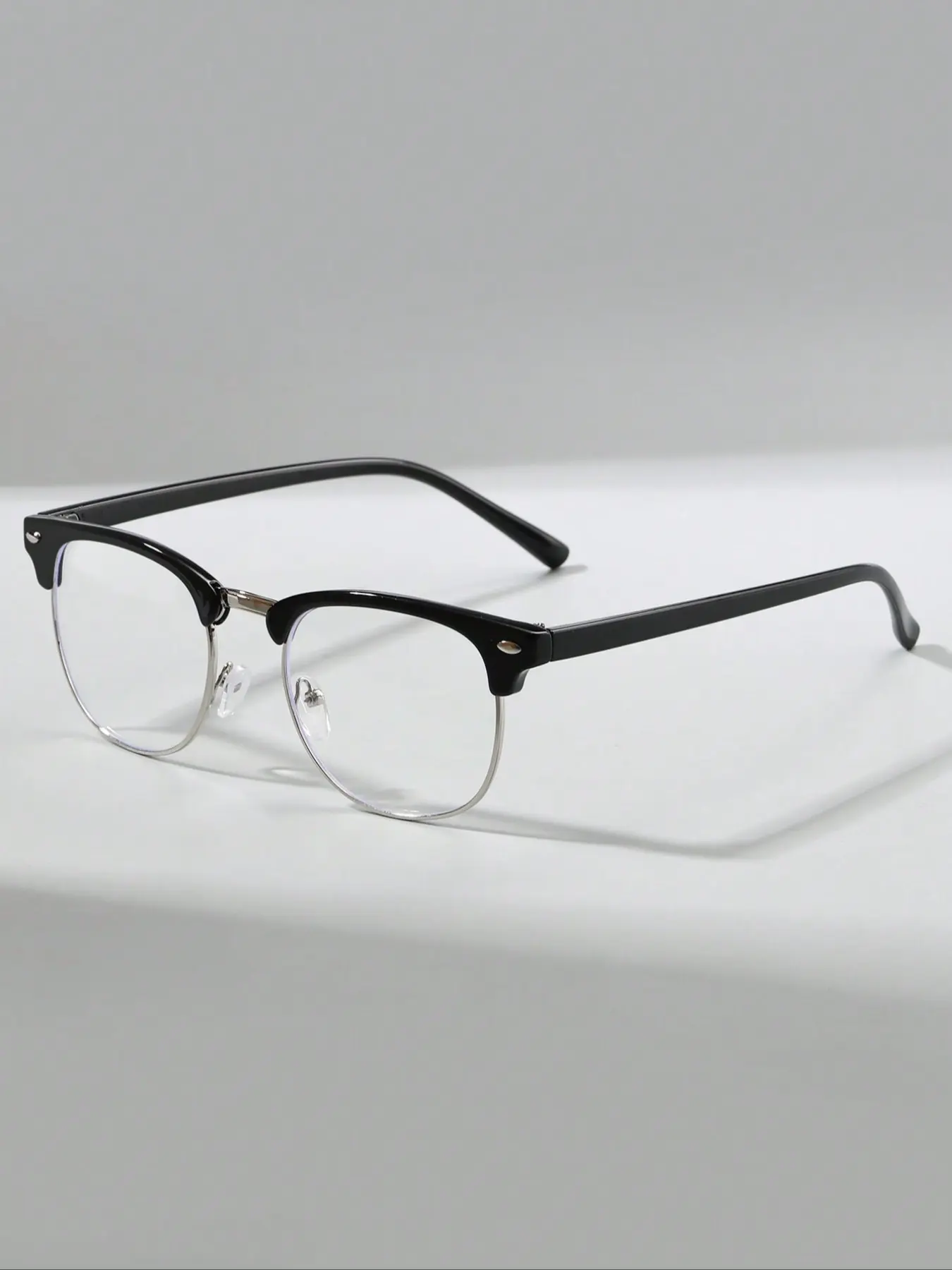 1 pair of men's semi-rimless glasses, suitable for computer reading, gaming, watching TV and using mobile phones, with fashionable flat lenses, Quality Eyeglasses, Trendy Casual Glasses, Trending Glasses, Fashion Eyewear