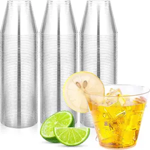 50 Sets Transparent Plastic Cups with Lids, Clear Plastic Cups,Disposable Ice Coffee, Smoothie, Soda,Lemonade,9oz Cold Drinks, Party Christmas Occasion, Pop Cups