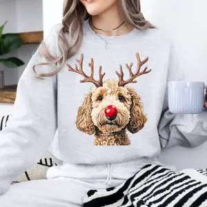 Christmas Reindeer Dog Sweatshirt, Gildan Sweatshirt, Retro Winter Vibes Sweatshirt, Christmas Gifts, Women Top, For Woman