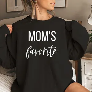 Mom's Favorite Crewneck Sweatshirt, Unisex Family Gift, Long Sleeve Round Neck Pullover, Graphic Hoodie