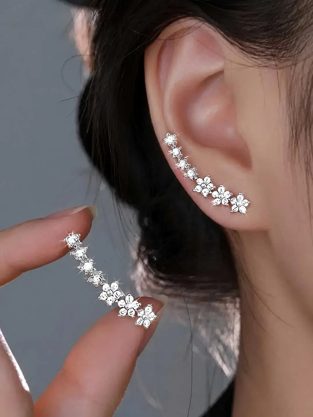 Stud Earrings for Women, Elegant Stainless Steel with Floral Embellishments, Hypoallergenic Lightweight Minimalist Jewelry, Female, Daily, Floral Embellishments Earrings, Ear Stacking, Tarnish Free Earrings