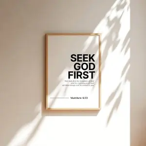 Matthew 6 33 Bible Verse Wall Art Seek God First Christian Home Decor Inspirational Poster