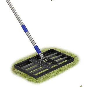 STYRKE Lawn Leveling Rake, 6FT Lawn Leveler with Adjustable Handle, Stainless Steel Rakes for Lawns Heavy Duty, Yard Level Lawn for Soil Grand Golf, Black