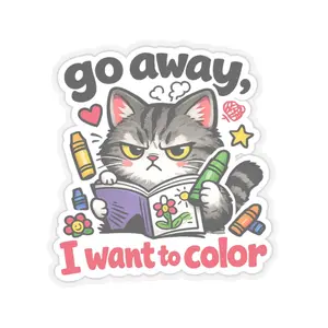 Grumpy Cat Coloring Sticker Kiss-Cut Sticker | "go away, I want to color"