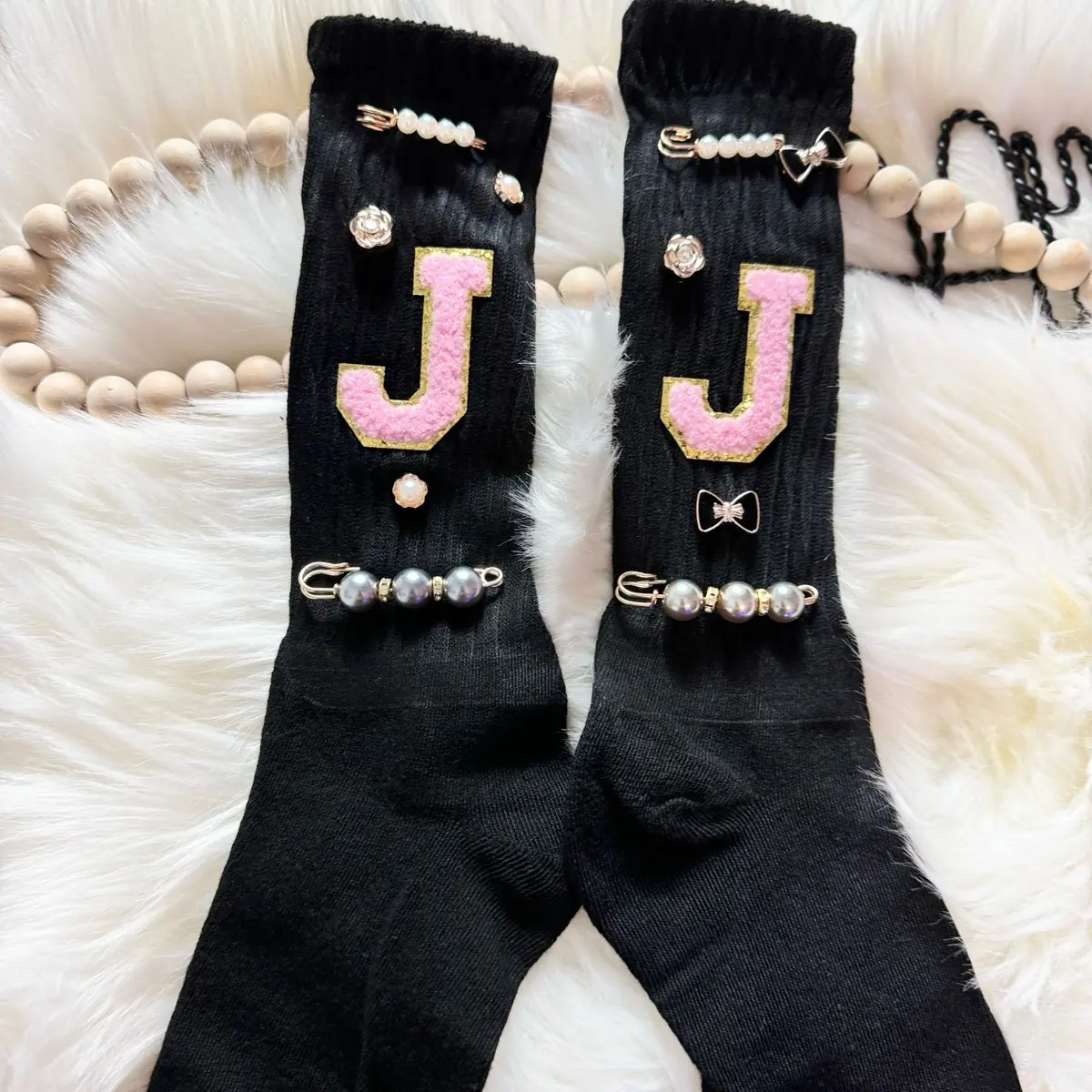 PATCHWORKZ Chenille Letters Pressed on Brooches Hat Pins for Junk Socks