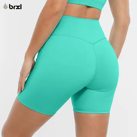 BRXL Women's Buttery Soft 5" High-Waisted Biker Shorts - Nylon Blend, No Front Seam, Compression, Spandex Athletic Fitness Shorts, Body Shaping, Sporty Chic Workout Outfit Inspo for Yoga, Gym