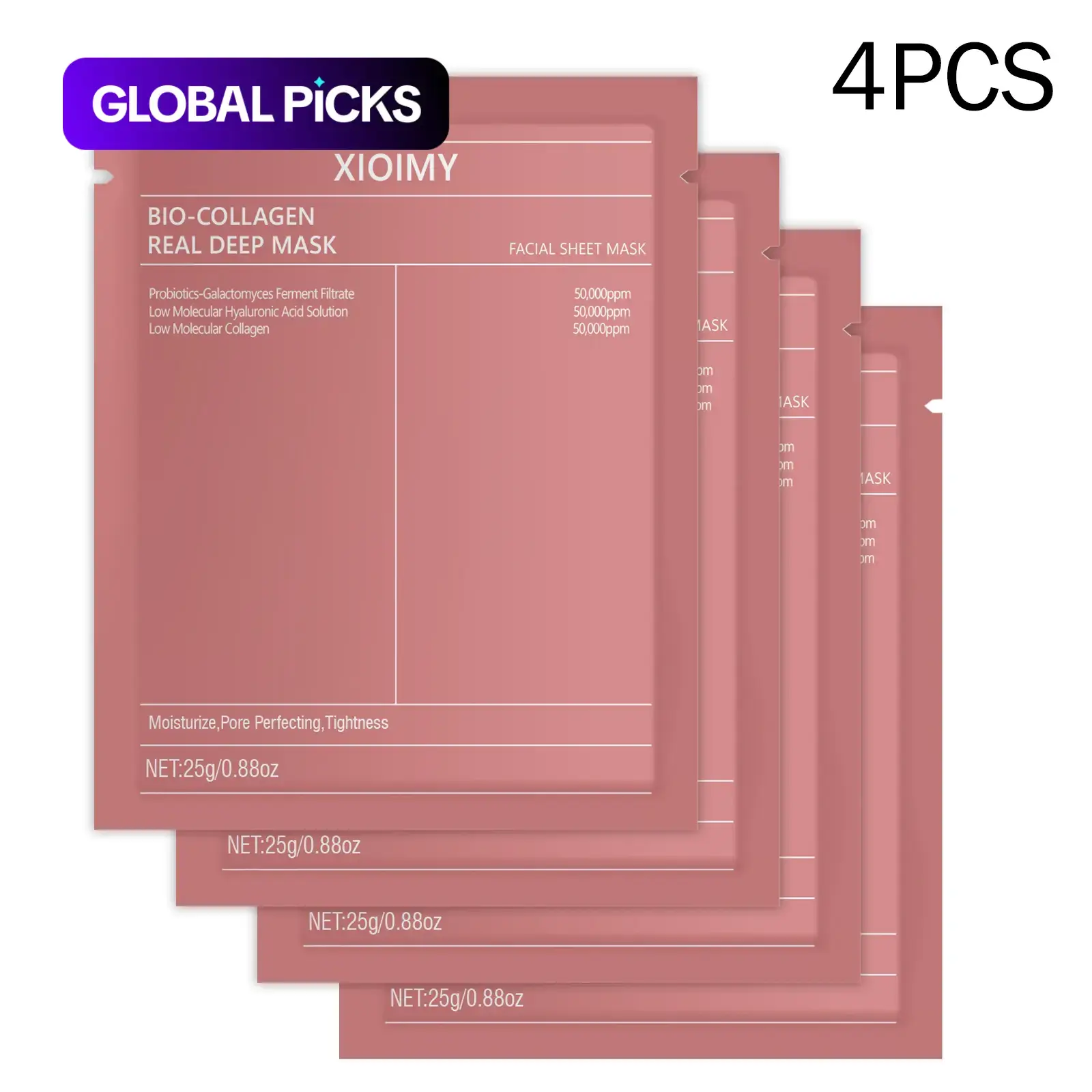 Deep Moisturizing Collagen Facial Masks, 4 Pieces, Hydrating Skin Care Sheet Masks for Women & Men Beauty Products #GLOBAL PICKS