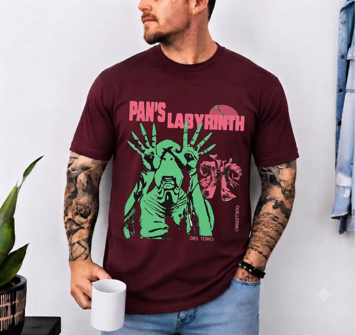 Pan’s Labyrinth T-Shirt, Guillermo del Toro Movie Graphic Tee, Dark Fantasy Horror Shirt, Vintage Gothic Film T-Shirt, Halloween Fan Apparel