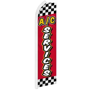 Red Checkered Super Flag Banners, 11.5x2.5 ft Free-Fly Polyester Knit Plaid Advertising Backdrop for Home, Festive & Party Supplies