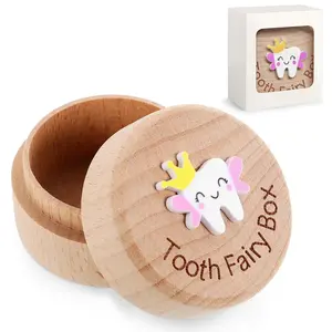 Tooth Fairy Box, Wood Tooth Storage Box for Girls, 3D Carved Cute Fairy Box, Tooth Boxes for Lost Teeth for Kids, Dropped Tooth Keepsake Storage Holder Box Gift for Boys Girls Kids