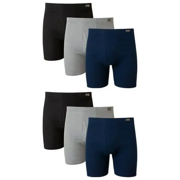 Hanes Men's Value Pack Covered Waistband Boxer Briefs, 6 Pack