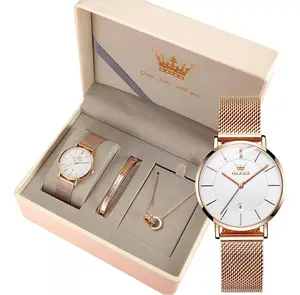 OLEVS Women's Watch Gift Set with Bracelet G5869, Stainless Steel Case & Band, Water-Resistant, 100 Feet Depth, Luminous and Durable